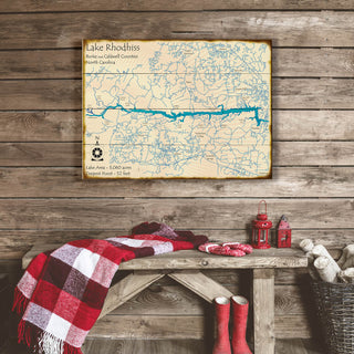 Lake Rhodhiss, North Carolina - Wood & Metal Wall Art Wood & Metal Wall Art Lake Art