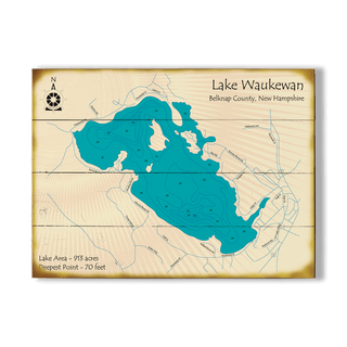 Lake Waukewan, New Hampshire - Wood & Metal Wall Art Wood & Metal Wall Art Lake Art Wood 23" x 17"