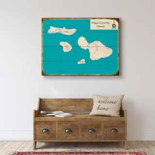 The Islands of Maui County, Hawaii - Wood & Metal Wall Art Wood & Metal Wall Art Lake Art