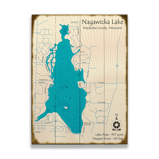 Nagawicka Lake, Wisconsin - Wood & Metal Wall Art Wood & Metal Wall Art Lake Art Wood 9" x 12"