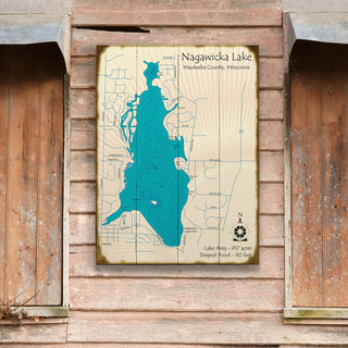 Nagawicka Lake, Wisconsin - Wood & Metal Wall Art Wood & Metal Wall Art Lake Art