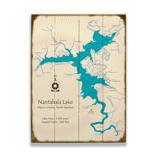 Nantahala Lake, North Carolina - Wood & Metal Wall Art Wood & Metal Wall Art Lake Art Wood 9" x 12"