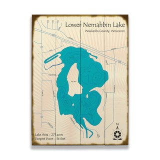 Lower Nemahbin Lake, WI - Wood & Metal Wall Art Wood & Metal Wall Art Lake Art Wood 9" x 12"