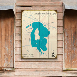 Lower Nemahbin Lake, WI - Wood & Metal Wall Art Wood & Metal Wall Art Lake Art