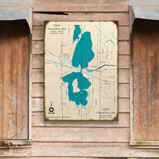 Upper and Lower Nemahbin Lake, WI - Wood & Metal Wall Art Wood & Metal Wall Art Lake Art