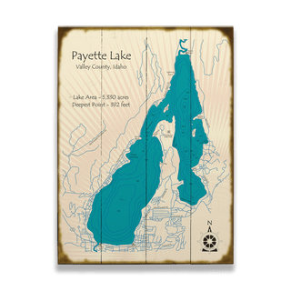 Payette Lake, Idaho - Wood & Metal Wall Art Wood & Metal Wall Art Lake Art Wood 9" x 12"