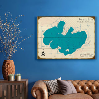 Pelican Lake, Oneida County, WI - Wood & Metal Wall Art Wood & Metal Wall Art Lake Art