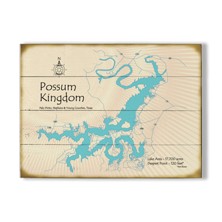 Possum Kingdom Lake, Texas - Wood & Metal Wall Art Wood & Metal Wall Art Lake Art Wood 17" x 23"