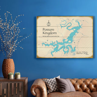 Possum Kingdom Lake, Texas - Wood & Metal Wall Art Wood & Metal Wall Art Lake Art