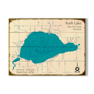 Rush Lake, Otter Tail Minnesota - Wood & Metal Wall Art Wood & Metal Wall Art Lake Art Wood 23" x 17"