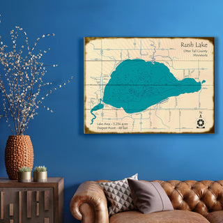 Rush Lake, Otter Tail Minnesota - Wood & Metal Wall Art Wood & Metal Wall Art Lake Art