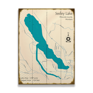 Seeley Lake, Missoula County, Montana - Wood & Metal Wall Art Wood & Metal Wall Art Lake Art Wood 9" x 12"