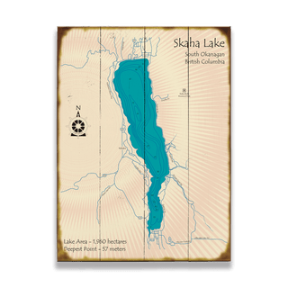 Skaha Lake, British Columbia - Wood & Metal Wall Art Wood & Metal Wall Art Lake Art Wood 17" x 23"