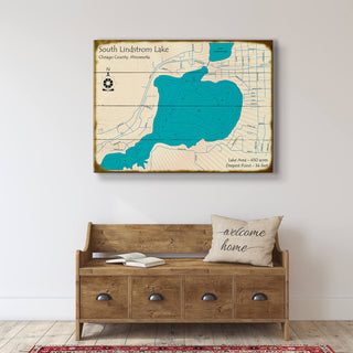 South Lindstrom Lake, Minnesota - Wood & Metal Wall Art Wood & Metal Wall Art Lake Art