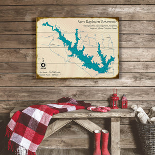 Sam Rayburn Reservoir, Texas - Wood & Metal Wall Art Wood & Metal Wall Art Lake Art