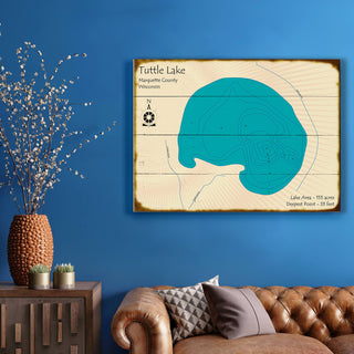 Tuttle Lake, Wisconsin - Wood & Metal Wall Art Wood & Metal Wall Art Lake Art