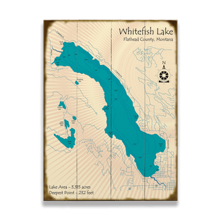 Whitefish Lake, Montana - Wood & Metal Wall Art Wood & Metal Wall Art Lake Art Wood 17" x 23"