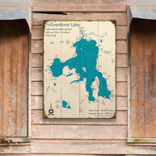 Yellowstone Lake - Wood & Metal Wall Art Wood & Metal Wall Art Lake Art