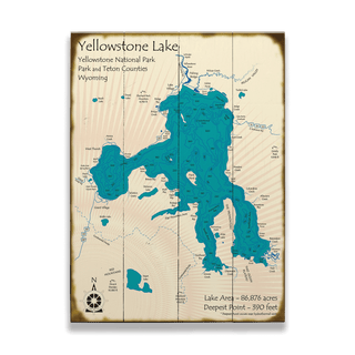 Yellowstone Lake - Wood & Metal Wall Art Wood & Metal Wall Art Lake Art Wood 17" x 23"