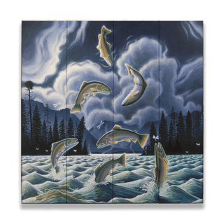Midnight Rainbows - Wood & Metal Wall Art Wood & Metal Wall Art Monte Dolack Wood 18" x 18"