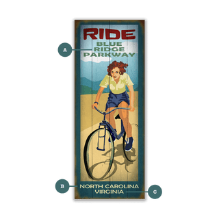Scenic Trail Bike Sign: Female - Wood & Metal Wall Art Wood & Metal Wall Art Meissenburg Designs Wood 7" x 16"