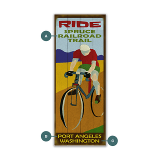 Scenic Trail Bike Sign: Male - Wood & Metal Wall Art Wood & Metal Wall Art Meissenburg Designs Wood 7" x 16"