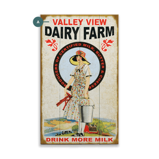 Milkmaid Drink More Milk - Wood & Metal Wall Art Wood & Metal Wall Art Meissenburg Designs Wood 8" x 14"