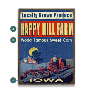 Locally Grown Produce - Wood & Metal Wall Art Wood & Metal Wall Art Meissenburg Designs Wood 9" x 12"