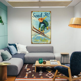 Send It Skier - Wood & Metal Wall Art Wood & Metal Wall Art Meissenburg Designs