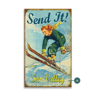 Send It Skier - Wood & Metal Wall Art Wood & Metal Wall Art Meissenburg Designs Wood 8" x 14"