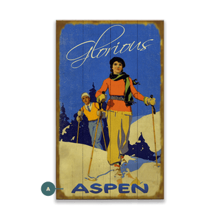 Glorious Skiing Pair - Wood & Metal Wall Art Wood & Metal Wall Art Meissenburg Designs Wood 8" x 14"