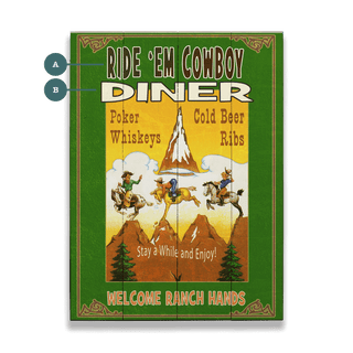 Cowboy Diner - Wood & Metal Wall Art Wood & Metal Wall Art Meissenburg Designs Wood 9" x 12"