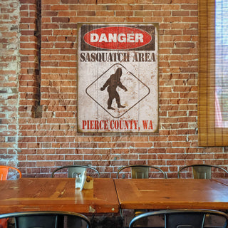 Sasquatch Warning Sign - Wood & Metal Wall Art Wood & Metal Wall Art Meissenburg Designs