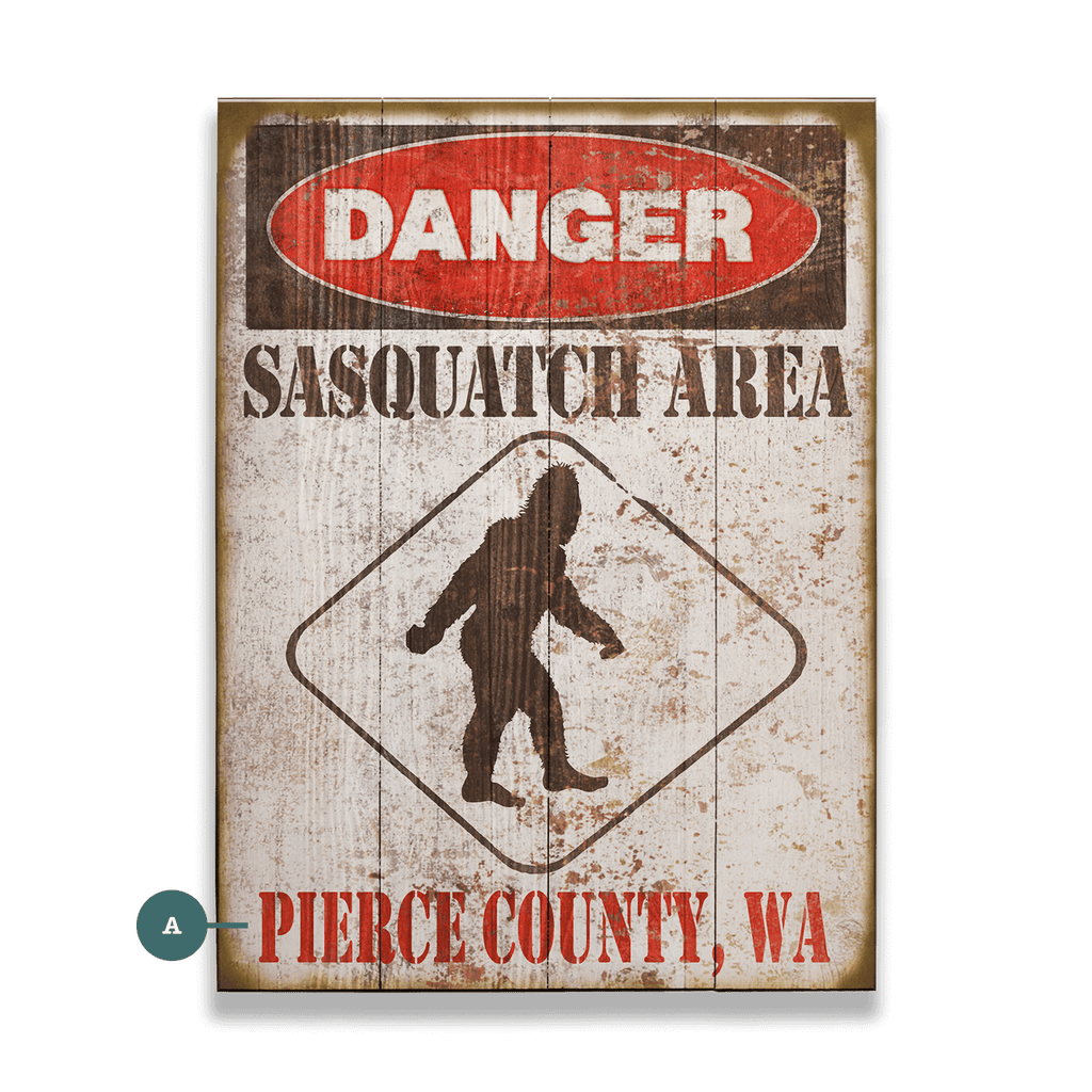 Sasquatch Warning Sign - Wood & Metal Wall Art – Old Wood Signs Wholesale