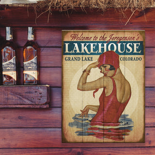 Lakehouse Babe in Burgundy - Wood & Metal Wall Art Wood & Metal Wall Art Meissenburg Designs