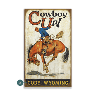 Cowboy Up: Personalized - Wood & Metal Wall Art Wood & Metal Wall Art Meissenburg Designs Wood 8" x 14"