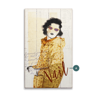 Winter Fashion Postcard: Yellow Coat - Wood & Metal Wall Art Wood & Metal Wall Art Meissenburg Designs Wood 8" x 14"