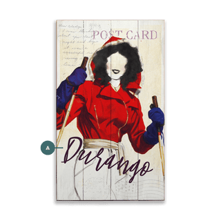 Winter Fashion Postcard: Red Hood - Wood & Metal Wall Art Wood & Metal Wall Art Meissenburg Designs Wood 8" x 14"