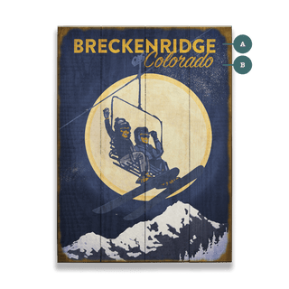 Chairlift Snowboard Couple - Wood & Metal Wall Art