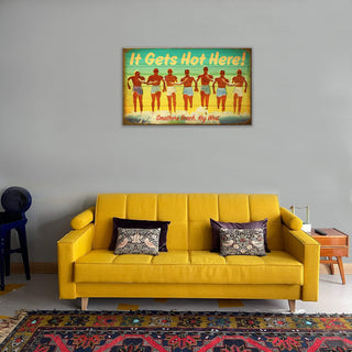 It Gets Hot Here! Vintage Beach Sign - Wood & Metal Wall Art Wood & Metal Wall Art Meissenburg Designs