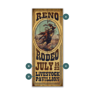 Reno Rodeo Cameo - Wood & Metal Wall Art Wood & Metal Wall Art Meissenburg Designs Wood 7" x 16"