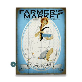 Maiden and Hens Farmer's Market - Wood & Metal Wall Art Wood & Metal Wall Art Meissenburg Designs Wood 9" x 12"
