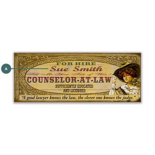 Legal Office - Counselor-at-Law: Female (Personalized) - Wood & Metal Wall Art Wood & Metal Wall Art Meissenburg Designs Wood 16" x 7"