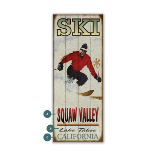 Mountain Momentum: Male Skier - Wood & Metal Wall Art Wood & Metal Wall Art Meissenburg Designs Wood 7" x 16"