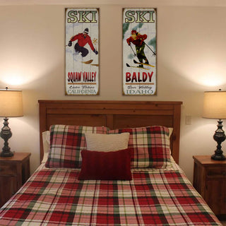 Mountain Momentum: Female Skier - Wood & Metal Wall Art Wood & Metal Wall Art Meissenburg Designs