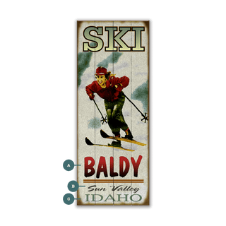 Mountain Momentum: Female Skier - Wood & Metal Wall Art Wood & Metal Wall Art Meissenburg Designs Wood 7" x 16"