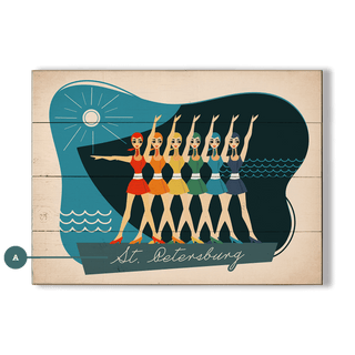 Synchronized Rainbow Swimmers - Wood & Metal Wall Art Wood & Metal Wall Art Meissenburg Designs Wood 12" x 9"