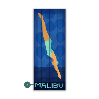 Diving Lady - Wood & Metal Wall Art Wood & Metal Wall Art Meissenburg Designs Wood 7" x 16"