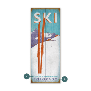 Pastel Skis in the Snow - Wood & Metal Wall Art Wood & Metal Wall Art Meissenburg Designs Wood 7" x 16"