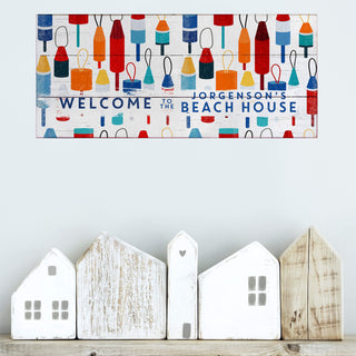 Beach House Buoy Welcome: Personalized - Wood & Metal Wall Art Wood & Metal Wall Art Meissenburg Designs